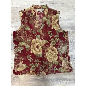 VTG Coldwater Creek Vest Floral Tapestry Brocade Boho Style Women Sz M
